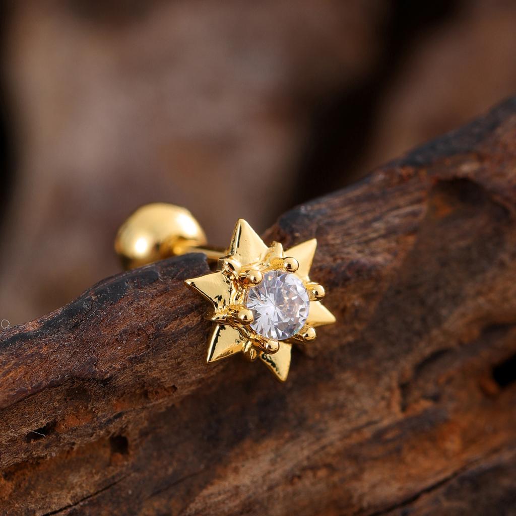 10 шт./набор 20G Золотая серьга-пирсинг хряща уха с CZ, серьга-пирсинг трагуса, дизайн медведя и паука, кольца-гвоздики для хеликса, пирсинг конч уха, ювелирные изделия из стали 316L