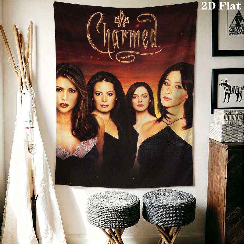 Charmed Wall Tapestry Aesthetic Wall Hanging Printed Fabric Blanket Decorative Tapestries for Bedroom Living Room Home Decor