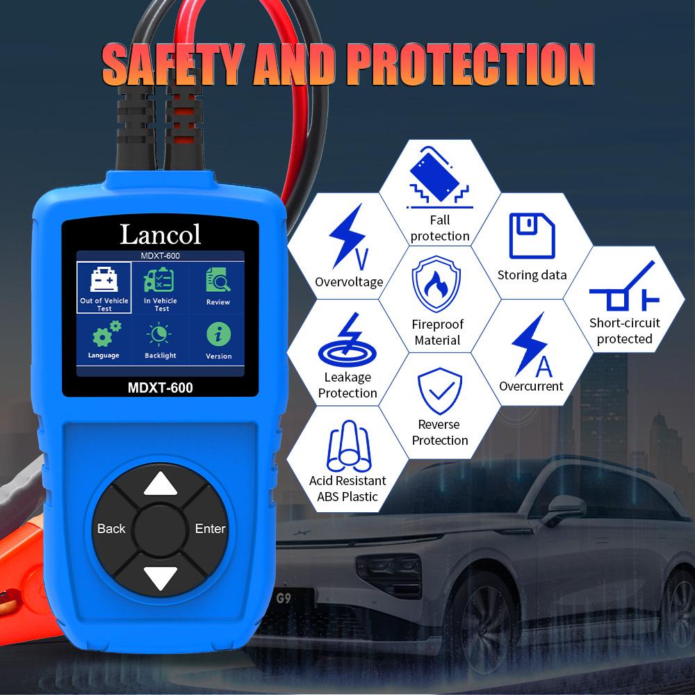 Lancol MDXT600 Car Battery Tester 12V Load Testers with Colorful LCD Screen 40-2000 CCA  Alternator Charging & Cranking System