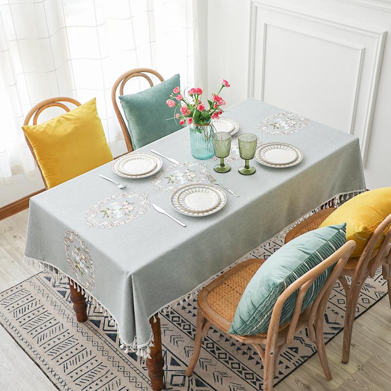 New Chinese Tablecloth Fabric Art Cotton Linen Simple Rectangular Dining Table Tassel Lace Tea Table Desk Tablecloth