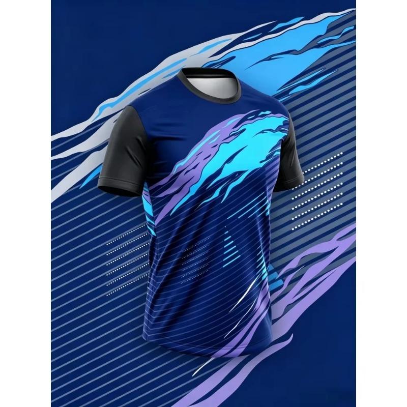 Simple Fashion 3D Print Gym T-shirt Man Outdoor Running Tee Badminton Sports Men's T Shirt Casual Fashion Short Sleeve Tops