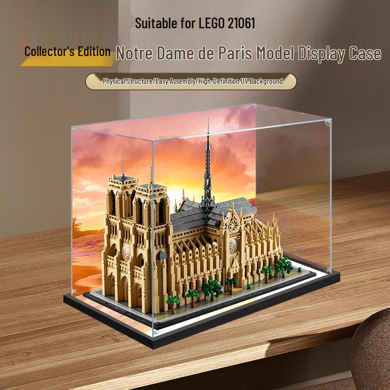 Прозрачный акриловый пылезащитный дисплей-бокс для модели LEGO 21061 Собор Парижской Богоматери
