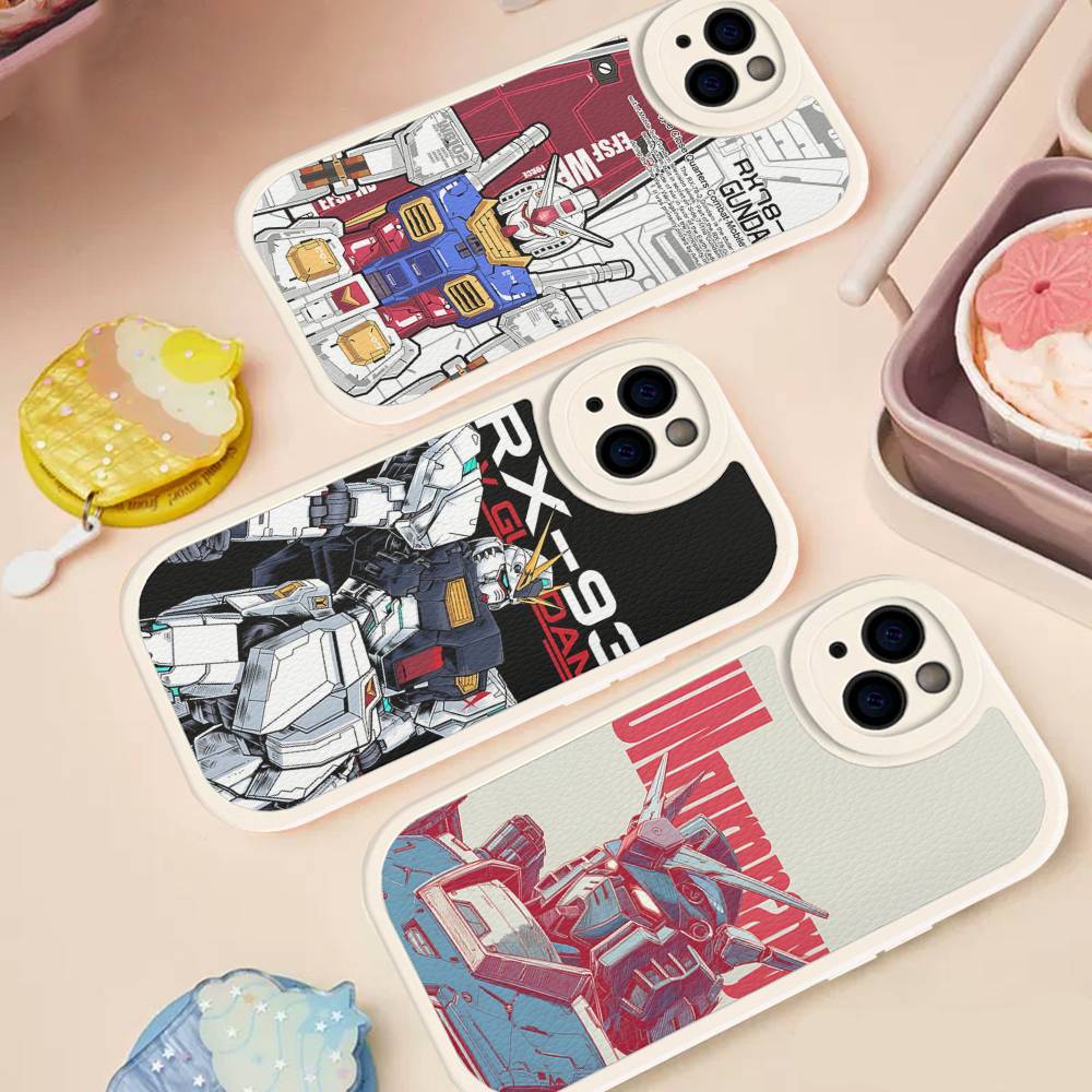 Cartoon G-Gundams Leather Phone Case For IPhone 16 15 14 13 12 11 Pro Max Plus Shockproof Cover