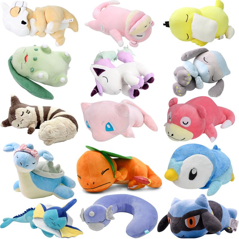 Kawaii Pokemon Sleep Cubone Slowpoke Chikorita Psyduck Lucario Piplup плюшевые игрушки-подушки Lapras Furret Dragonair Mew Peluche Doll