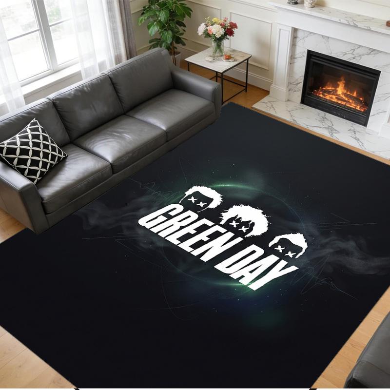 Green Day Print Crystal Velvet Plush Rug Wear?Resistant Anti?Slip Floor Mat For Indoor Household Decoration