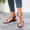 Fashion Summer Flat Women's Sandals Open Toe Women's Shoes One-line Buckle Butterfly Shoes