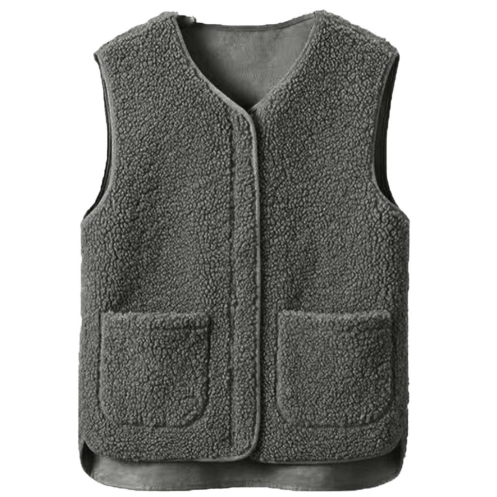 Women's Fashion Casual Loose Lamb Wool Female Short Winter Vest