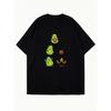 Футболка оверсайз черная с мультяшным принтом авокадо летняя повседневная