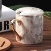 Simple Fashion Stone Pattern Coffee Cup  Mug Gold Painted Ceramic Cup Water Cup Afternoon Tea Milk Cup
