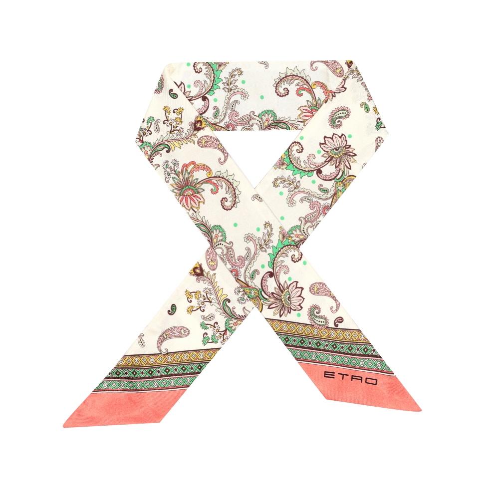Etro Lippi Motif Paisley Skinny Twill Silk Scarf Wata0016ak670