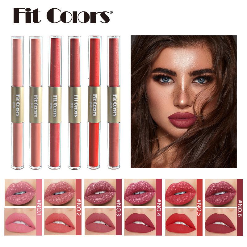 Double End Non-stick Cup Matte Pearlescent Lip Gloss Waterproof Lip Glaze Hydrating Liquid Lipstick