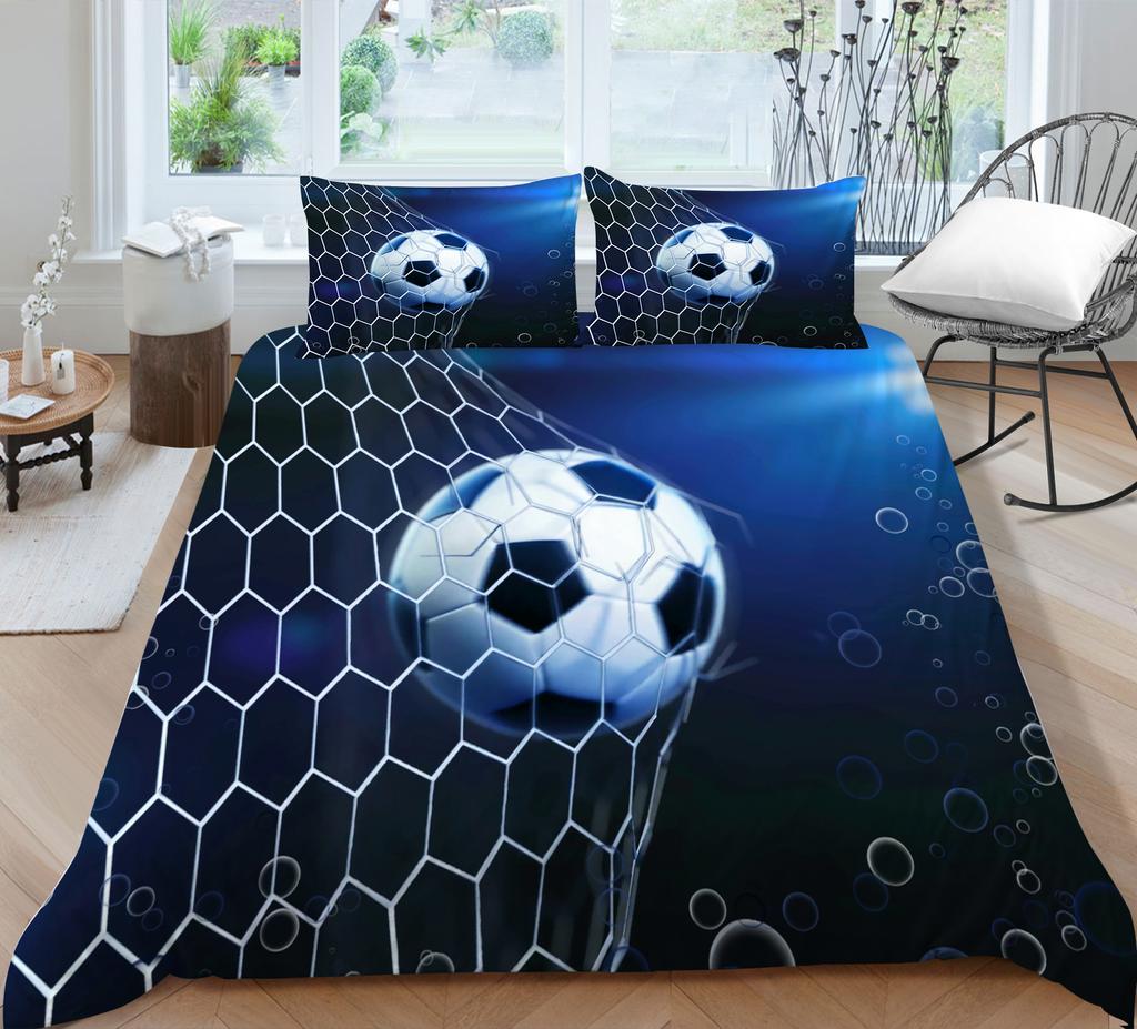 Комплект постельного белья с 3D футбольным принтом, пододеяльник со спортивным узором, наволочка, очень большой размер, украшение для дома