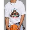 Fishing Monkey T Shirt White I'd Rather Be Fishing Graphic Print for Outdoor Activities and Casual Wear