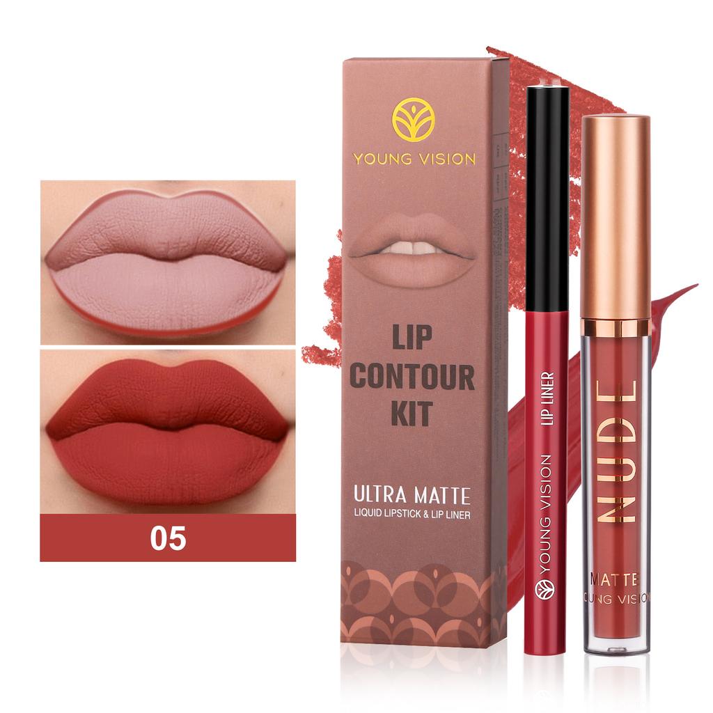 Блеск для губ Lip Liner 2 Sets Antistick Cup Водостойкий матовый блеск для губ Может вращаться Lip Liner Lip Makeup