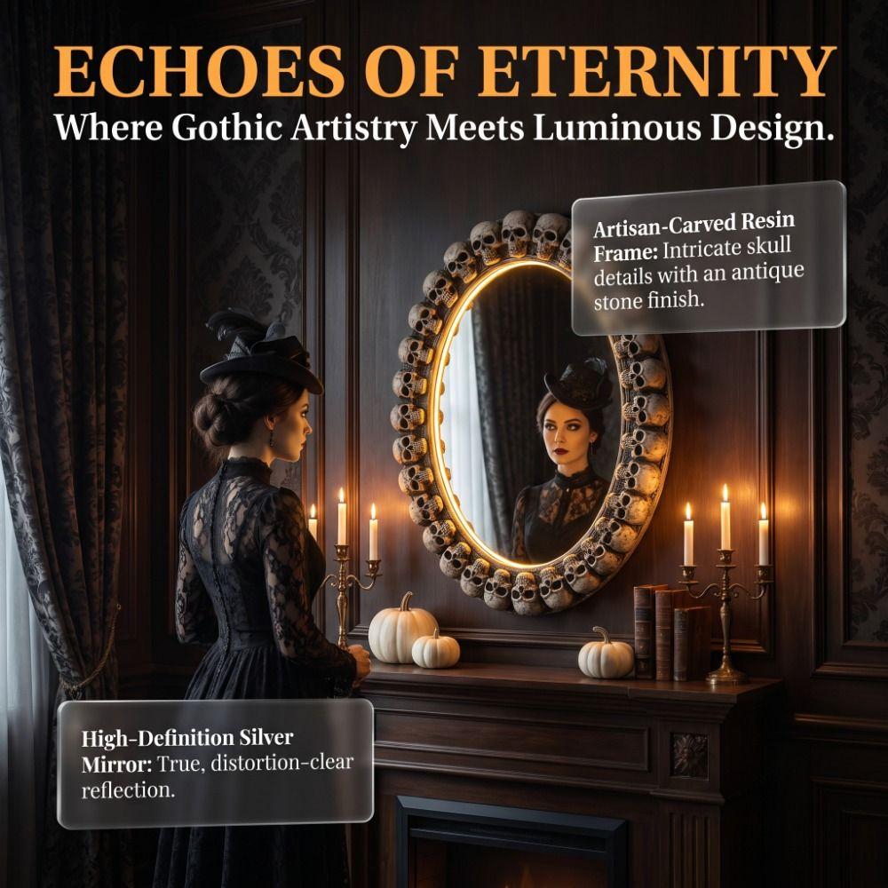 Dark Style Gothic Mirror Vintage Style Wall Mirror Goth Decor Halloween Mirror Bedroom