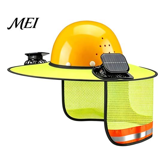 Ventilated Helmet Visor Hat Neck Shield with Fan, Ventilation Mesh Design, Full Brim Anti-deformation Sun Protection Guard for Construction