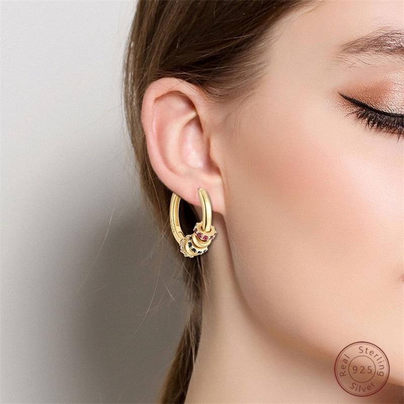 Серьги-кольца из серебра 925 пробы, минималистичные, золотые, круглые, модные, с застежкой-пряжкой с цирконием, свадебные украшения, подарок для женщин