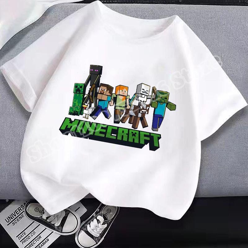 Детская хлопковая футболка с круглым вырезом Miner Crafted, с принтом на игровую тематику, с коротким рукавом, повседневные футболки для мальчиков, летняя одежда, детские подарки