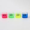Dual-Hole Pencil Sharpener 4 Color Transparent Plastic Sharpener for Standard Jumbo Pencils Kid-Friendly Portable Pencil Sharpener with Cover