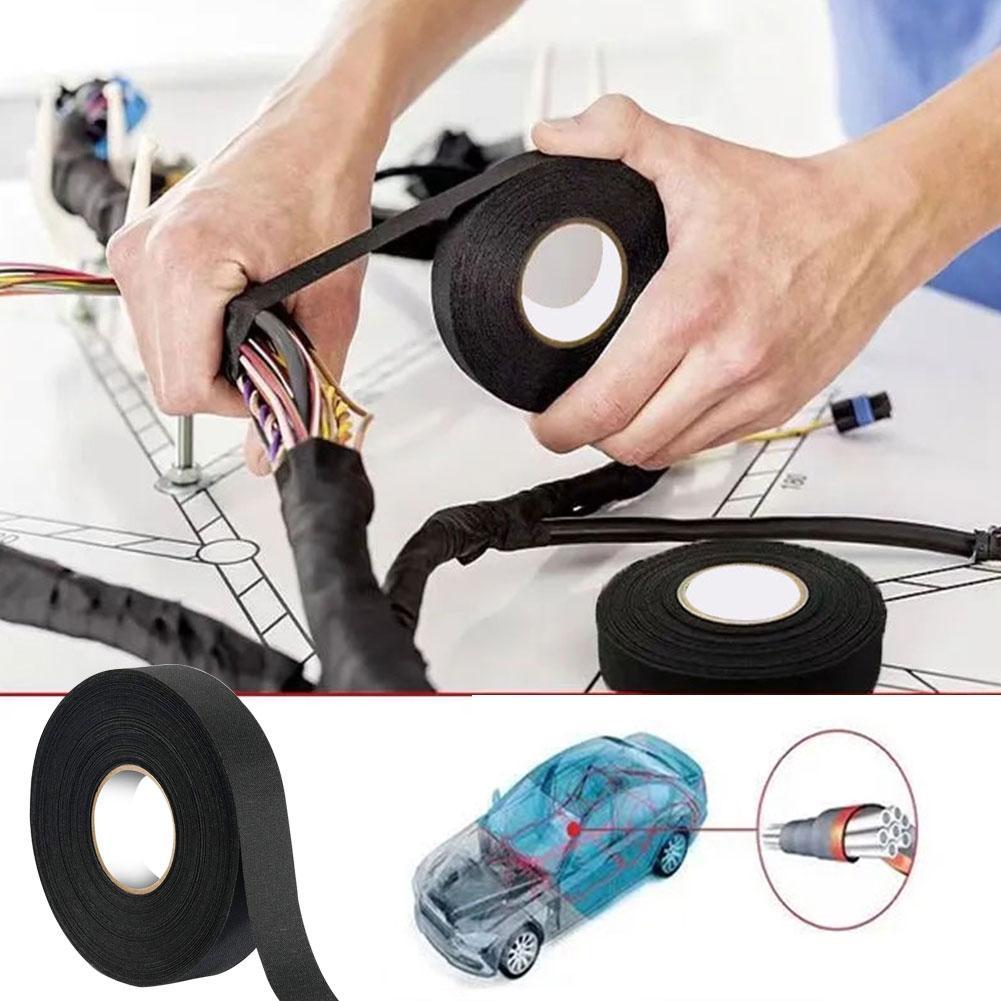 15 Meter Electrical Tape Heat Resistant Harness Tape Adhesives Fabric Cloth Noise Waterproof Tape Resistance Insulation Tap B6K7
