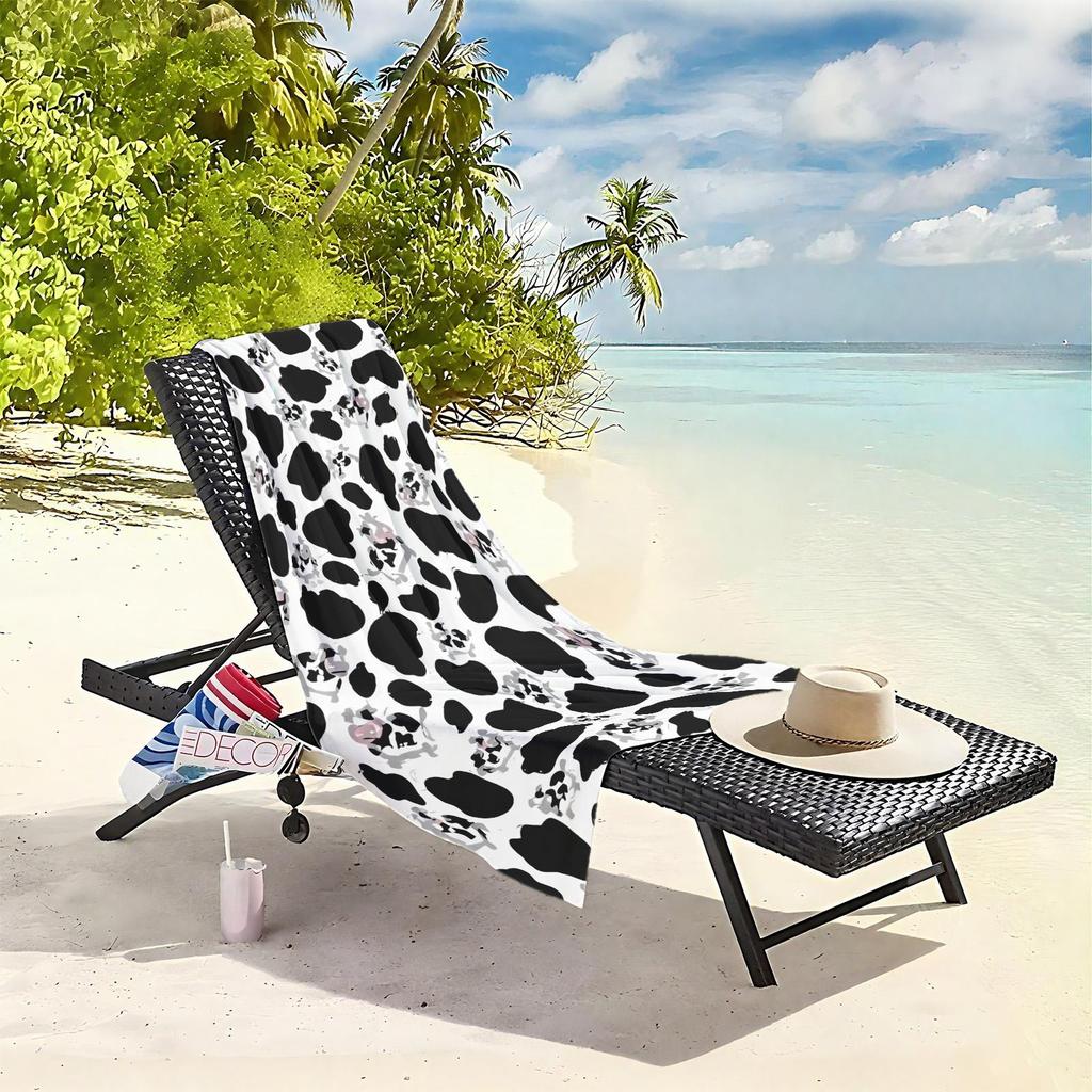 1pc Modern Cow Print Pattern Design 2D Printed Microfiber Beach Towel, quick dry super absorbent. Great for beach, pool