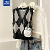 TonLion Women's Argyle Knit V-Neck Vest