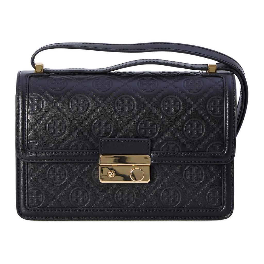 Tory Burch T Monogram Adjustable Strap Leather Crossbody Bag Women bags Black 160210-001