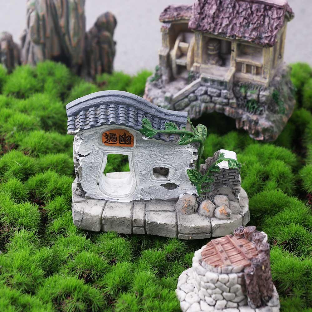 Cute Realstic Crafts DIY Tradiational House Model Figurines Scene Statue Bonsai Decor