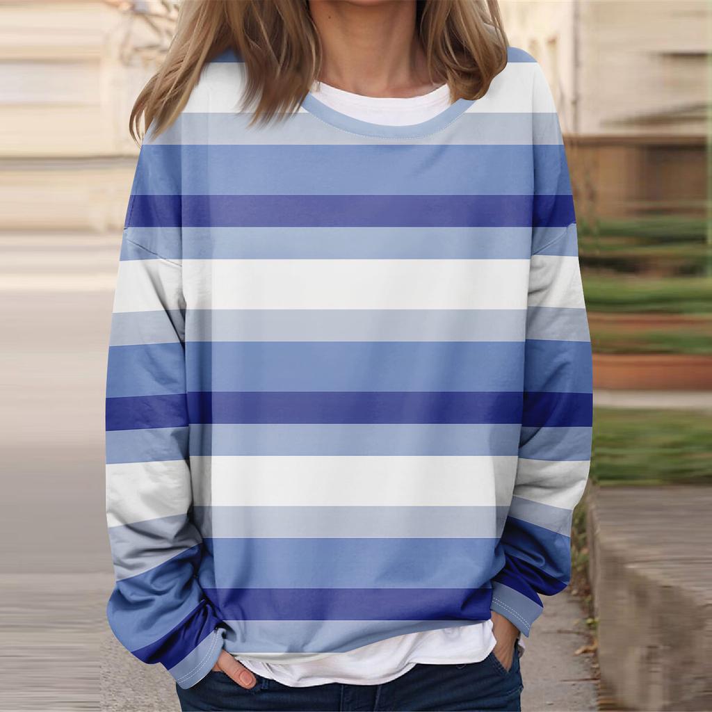 Женская повседневная модная винтажная печатная толстовка с длинным рукавом и круглым вырезом, многослойный пуловер