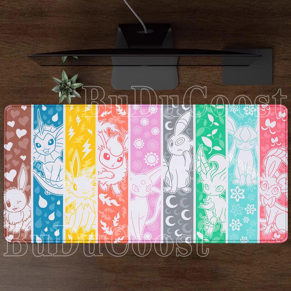 Eevee family pokemon Anime Gamer Mouse Pad Cabinet Kawaii Tablepad XXL PC Keyboard Rug Office Laptop PC Gaming Rubber Desk Mat