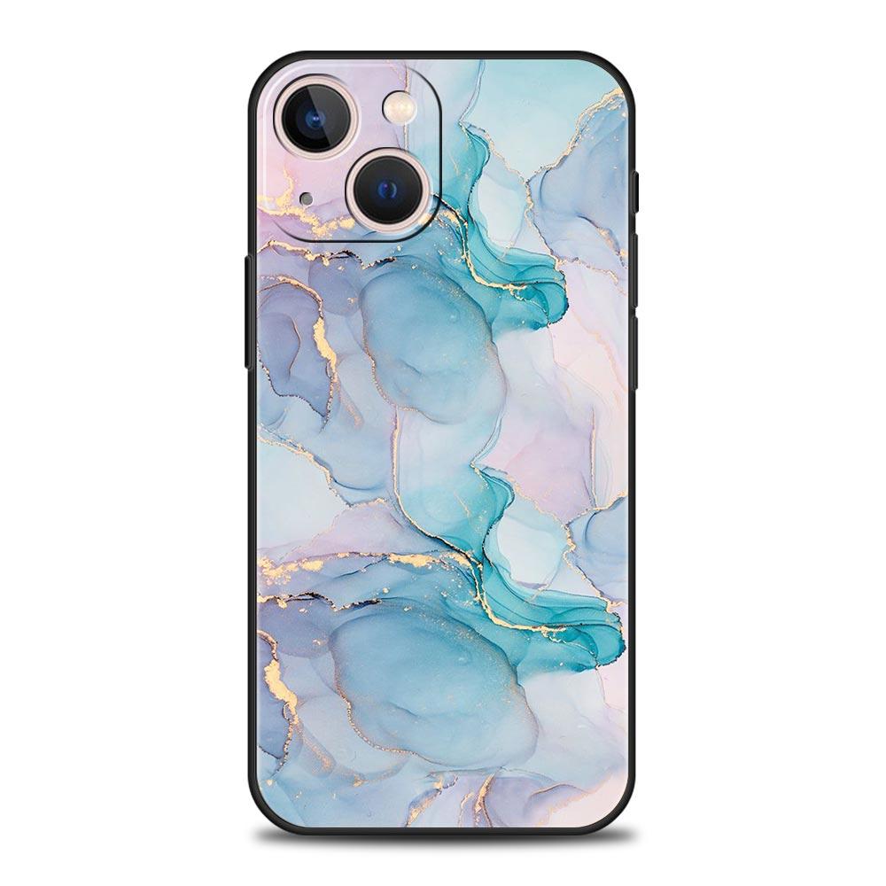 Акварельный мраморный чехол для телефона для iPhone 17 16 15 Pro Max 11 12 13 14 7 8 Plus SE 2020 X XR XS Мягкий черный