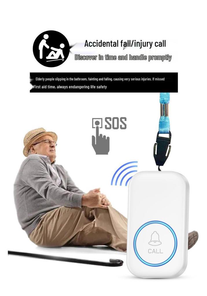 Elderly Wireless Call Button: One-Key Doorbell for Bedside Assistance