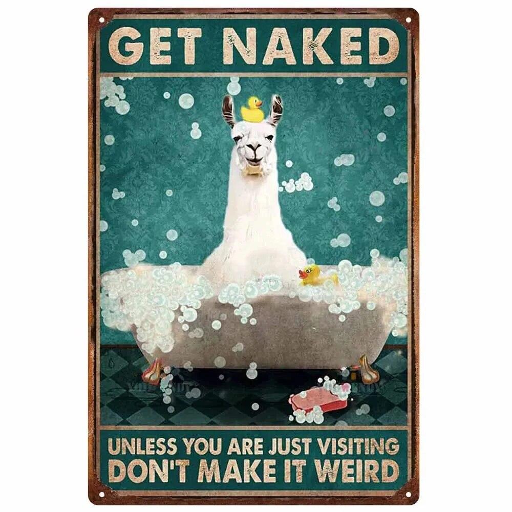 Vintage Metal Tin Signs Wall Decor Get Naked Unless You Are Just Visiting Don't Make It Weird Retro Tin Sign Posters