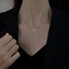 Silver Pendant Double Ring Titanium Steel Simple Temperament Necklace Women Hollow Collar Chain