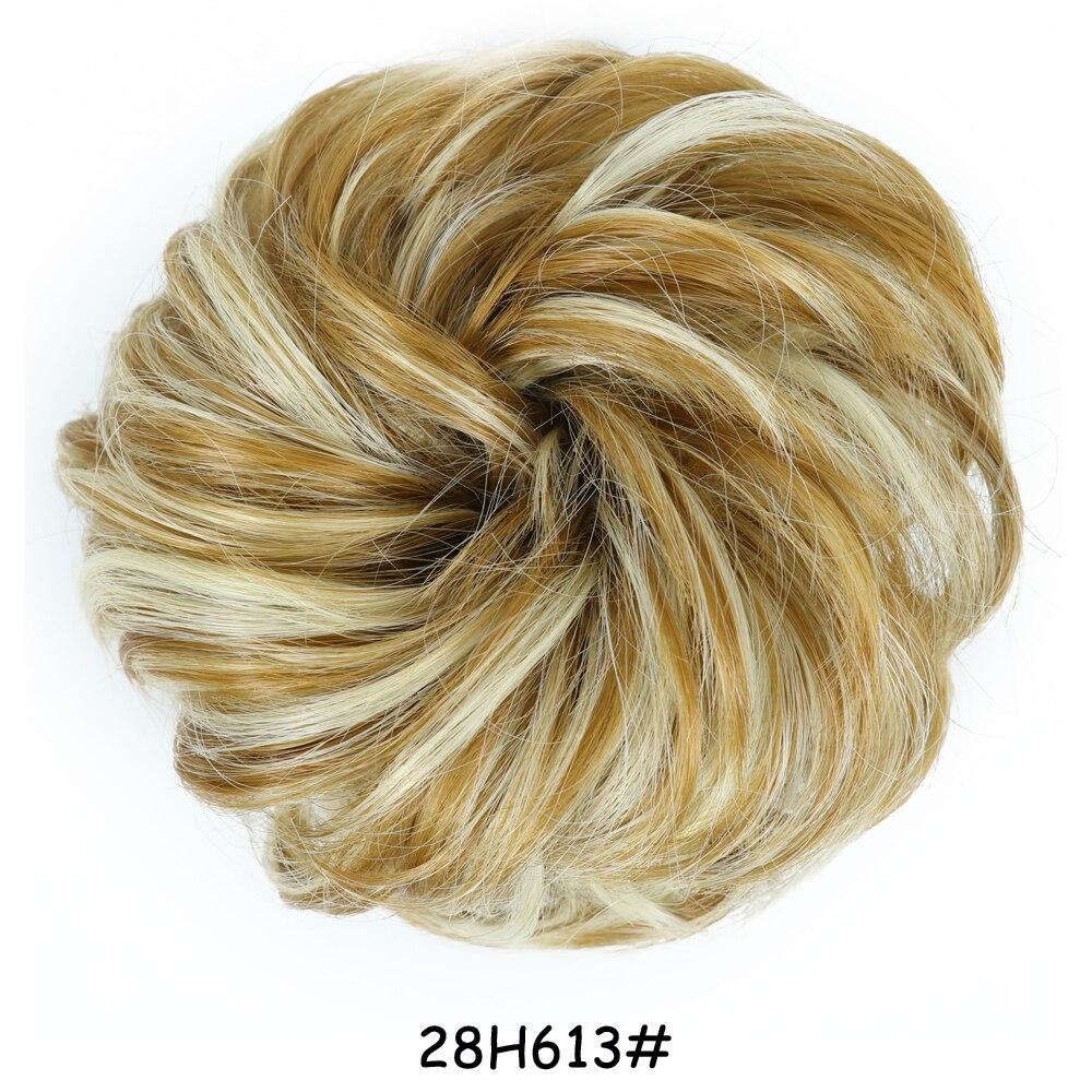 MISS WIG Women Messy Chignon Donut Hair Bun Fake Hair Elastic Chignon Synthetic Fiber Hairpiece Gray Black Brown Color