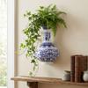 Antique Blue White Porcelain Wall Hanging Ceramic Vase Wall Hanging Vase  Living Room Decor
