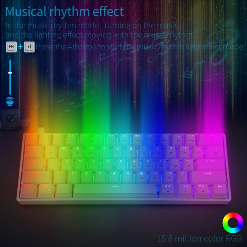 SK61 Gk61 Портативная 60% механическая клавиатура Gateron, оптические переключатели с подсветкой, горячая замена, проводная игровая клавиатура для