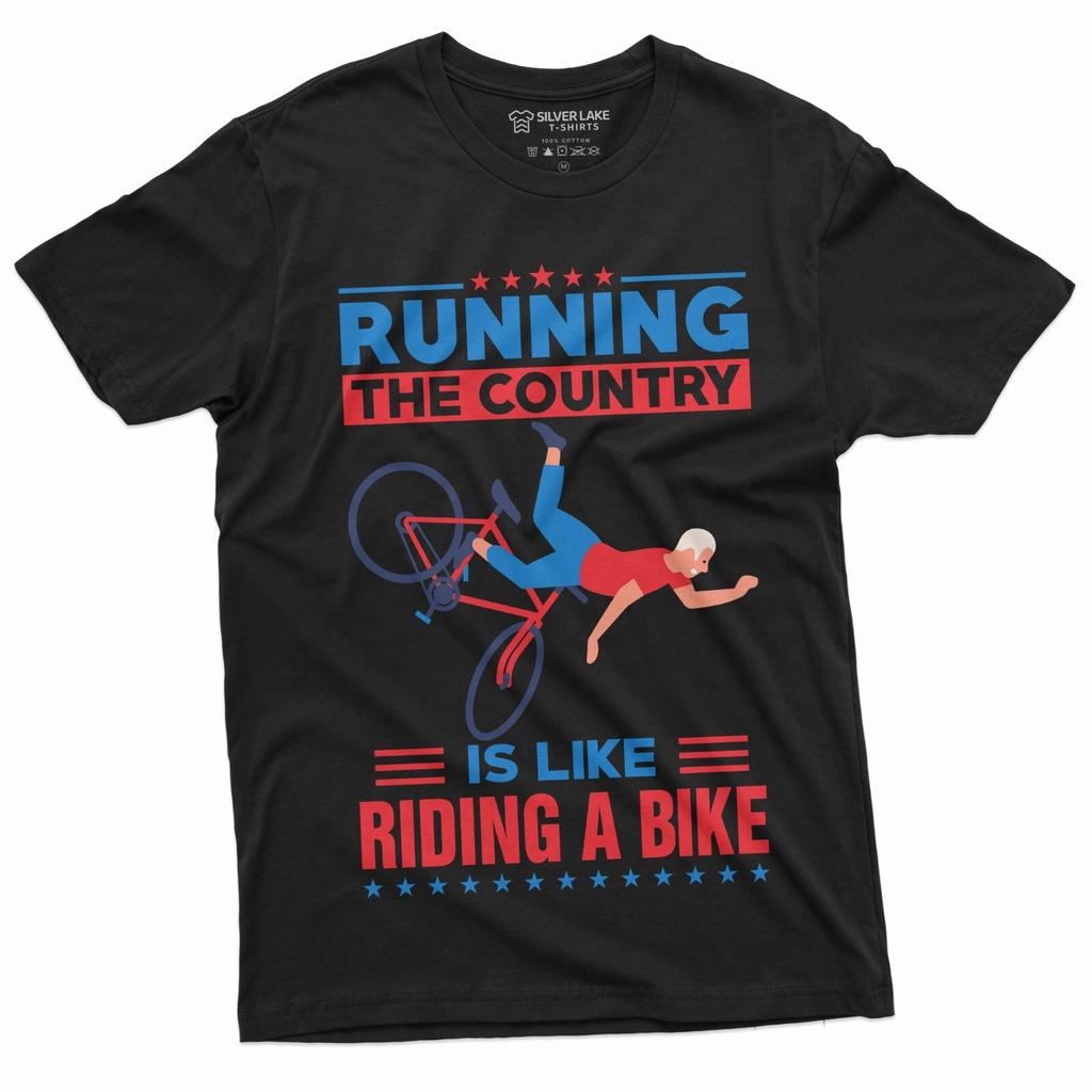Anti Biden Shirt Running the country is like Riding a bike Sarcastic Tee