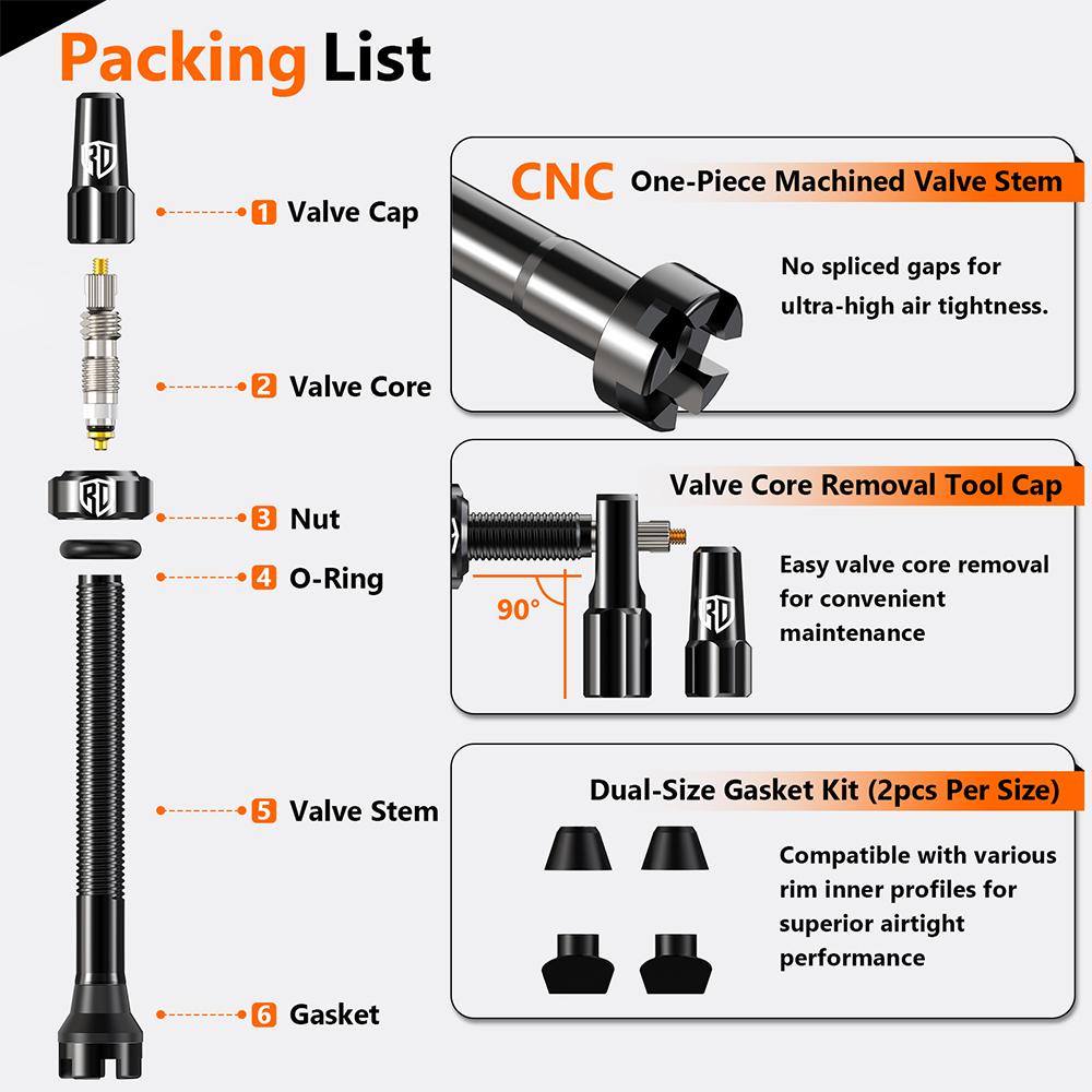 RACEDUEL Bicycle Tubeless Valve 44MM 60MM 80MM Bicycle Tubeless Tire Valve Stem Ultralight Road Bike Vacuum Presta Valves Valve Stems 1