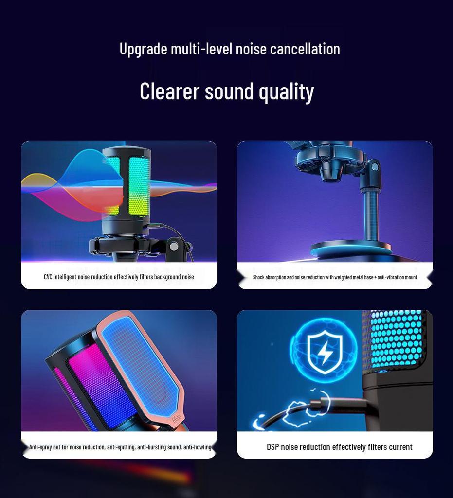 Микрофон Fifine Radiance A6 RGB для записи на настольный компьютер и телефон