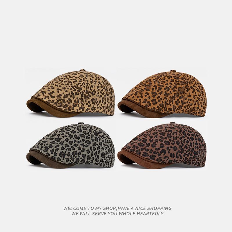 Винтажная кепка с леопардовым принтом, женский берет, кепка газетчика, кепка с козырьком