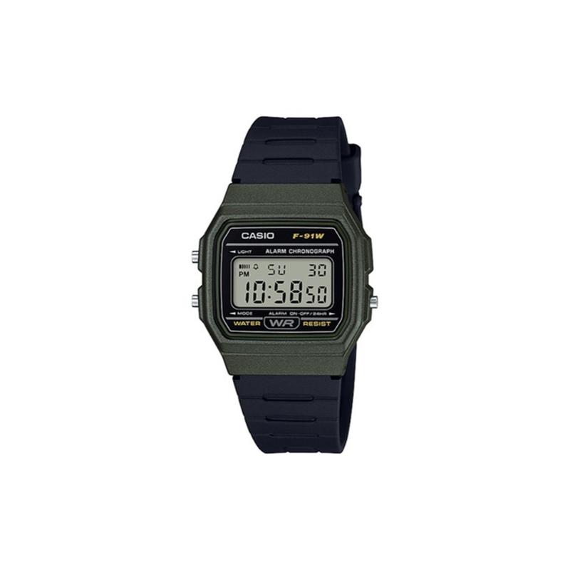 Casio Индивидуальные часы, модифицированная серия, корпус из зеленой смолы F-91WM-3A, модифицированный-морозный хакер, кварцевые, стальной ремешок, мужские часы F-91WM-3A-PuTaoLvSeBiaoJing