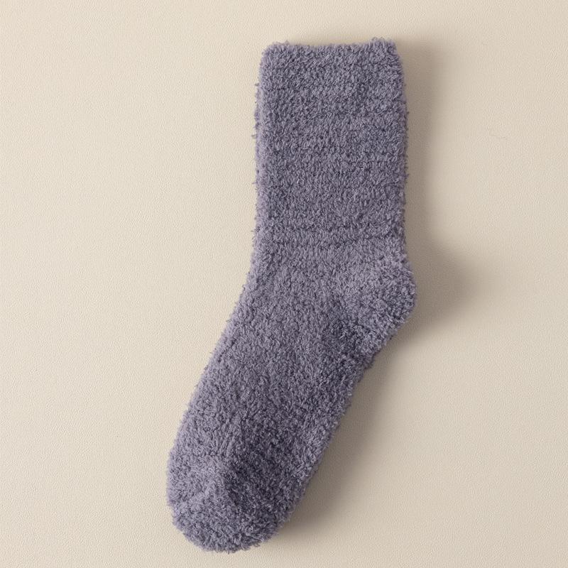 Носки из кораллового флиса, Женские осенне-зимние носки для сна, Теплые и не линяющие носки до середины икры, Толстые носки
