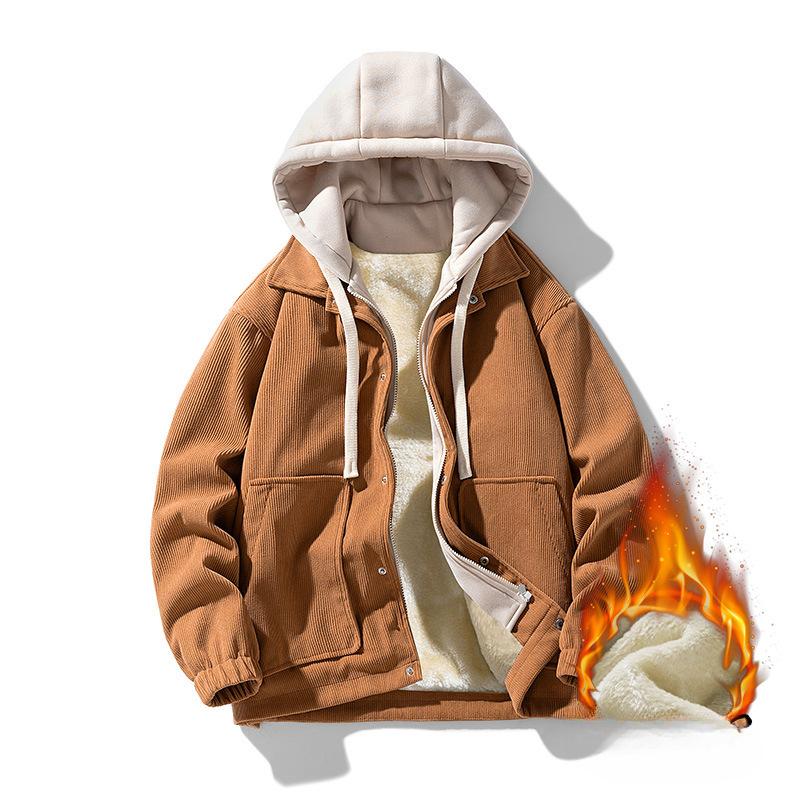 Куртка с капюшоном, осенне-зимняя флисовая утолщенная мужская куртка-свитер из двух частей в гонконгском стиле