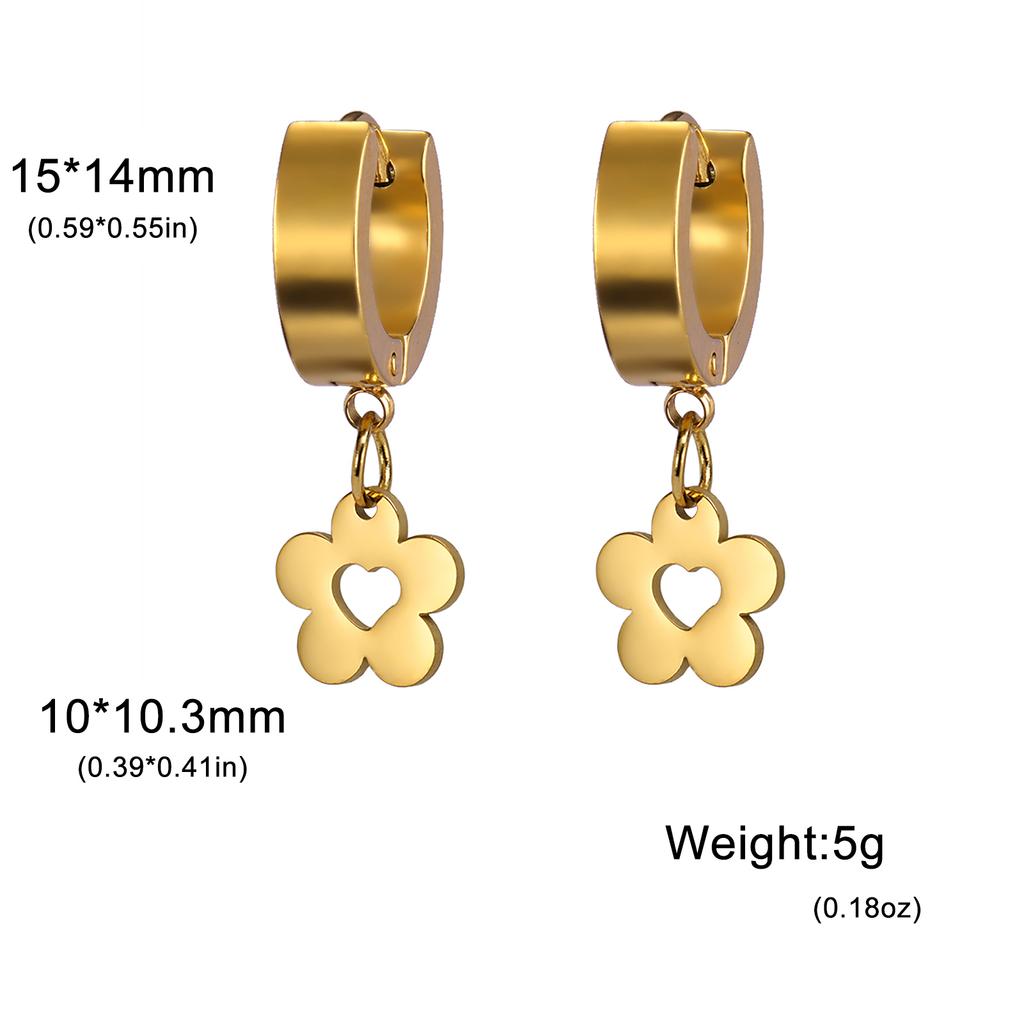 Cazador Gold Color Sakura Flower Pendant Earrings for Women Stainless Steel Jewelry Drop Earrings Mother's Day Gift