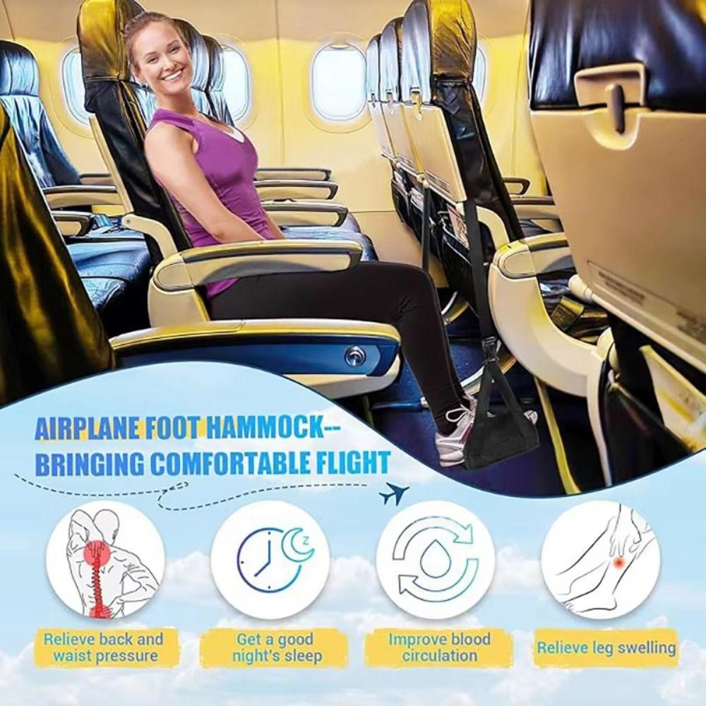 Comfortable Plane Leg Rest Adjustable Strap Portable Desk Footrest Airplane Foot Hammock  Train