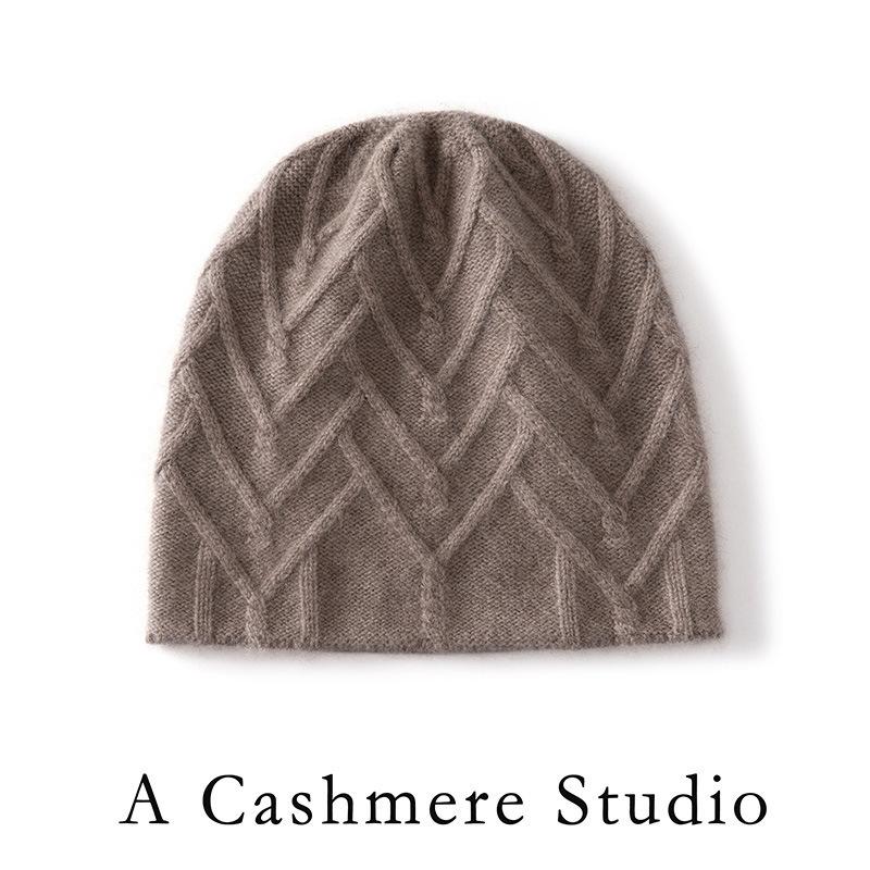 Knitted cashmere hats for men and women, warm wool hats in autumn and winter, ear protectors, stacked hats, cold hats, thick