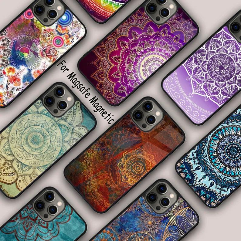 Indian Pattern Mandala Magnetic Phone Case For APPLE iPhone 17 Air 16 14 13 12 Pro Max 15 Plus Wireless Charge MagSafe Cover