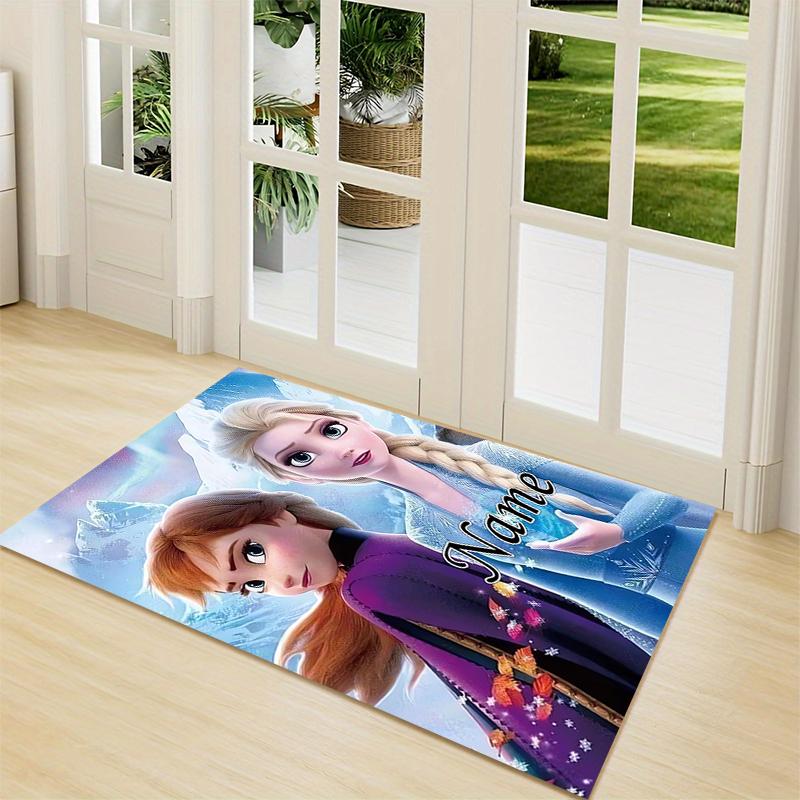 Custom Name Frozen Sisters Embrace Carpet Rug Customizable Soft Washable Anti-Slip Home Living Room Sofa Mats Personalized Rug. 0909282