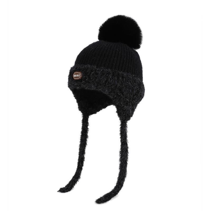 Kids Winter Knit Beanie Hat With Ear Flaps Warm Thick Wool Blend Girls 4-10 Years Sweet Style